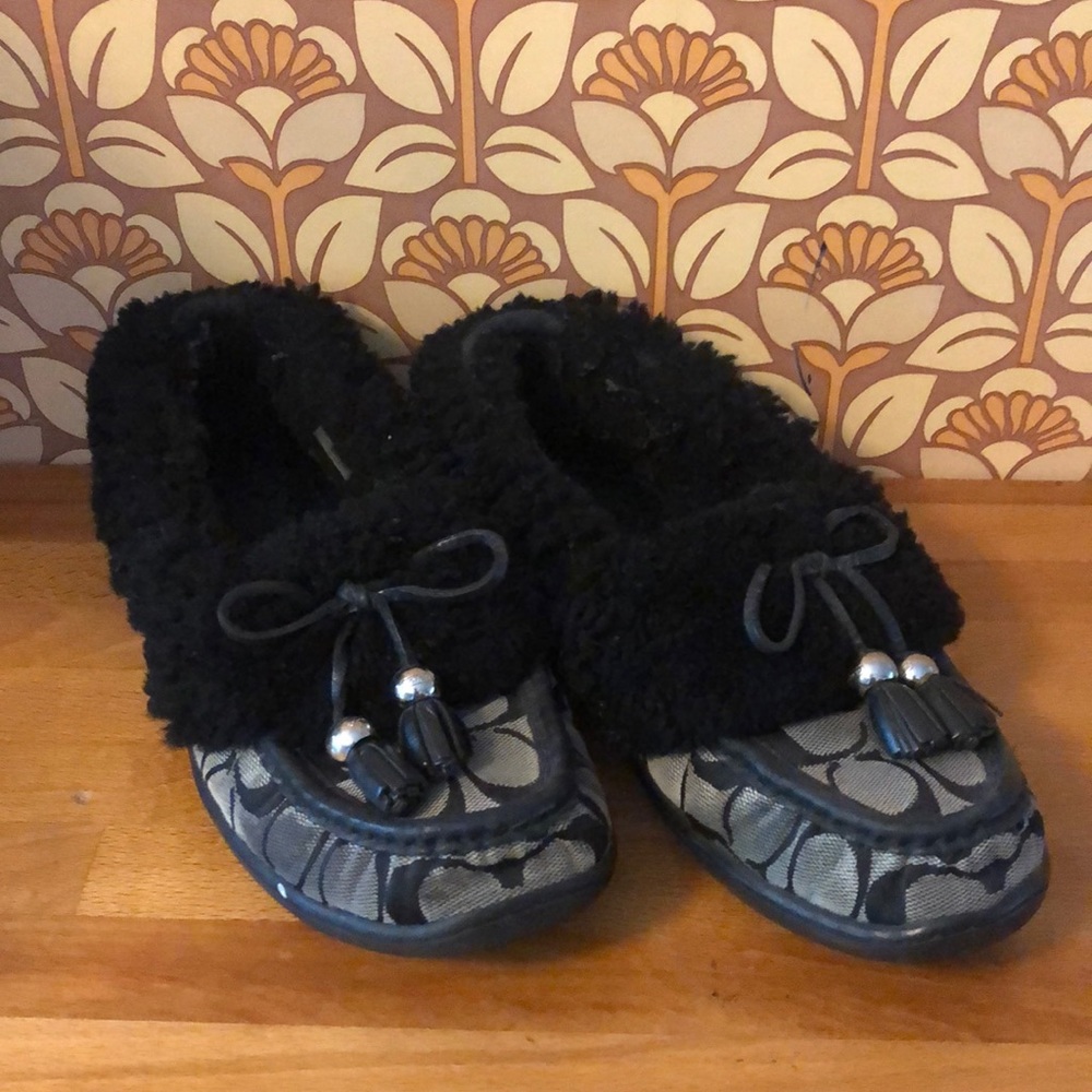 Coach Fiona Fur Moccasins sz 8-9